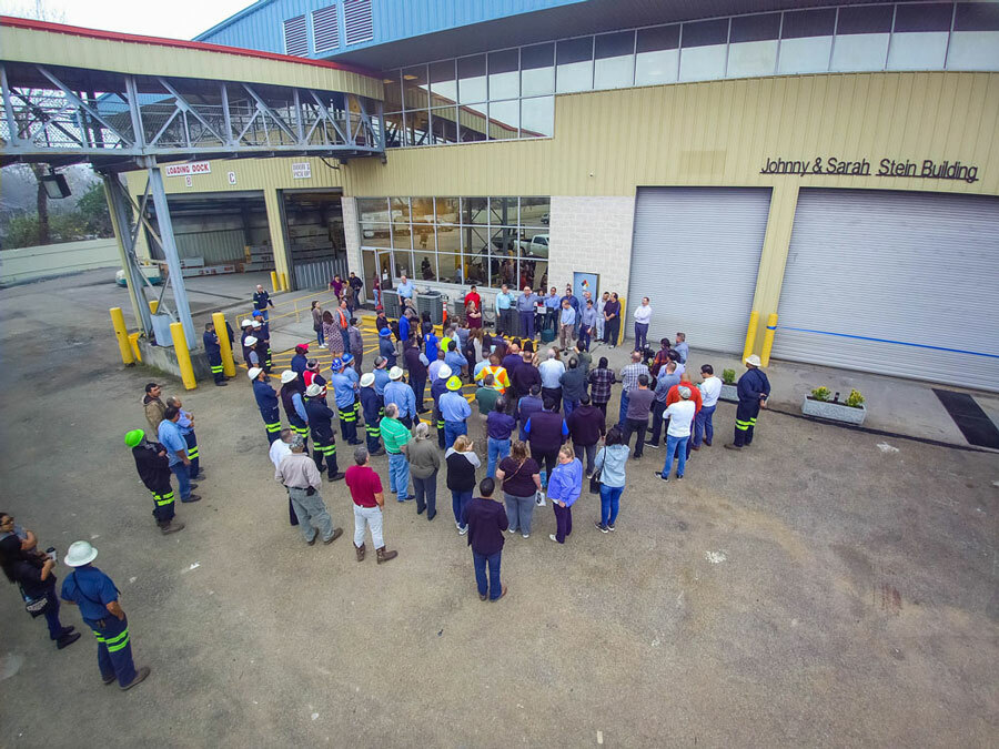 triple s steel supply team huddle outside