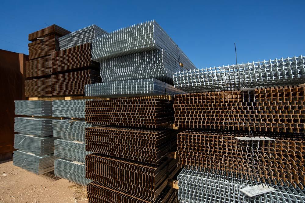 stacked expanded metal and grating