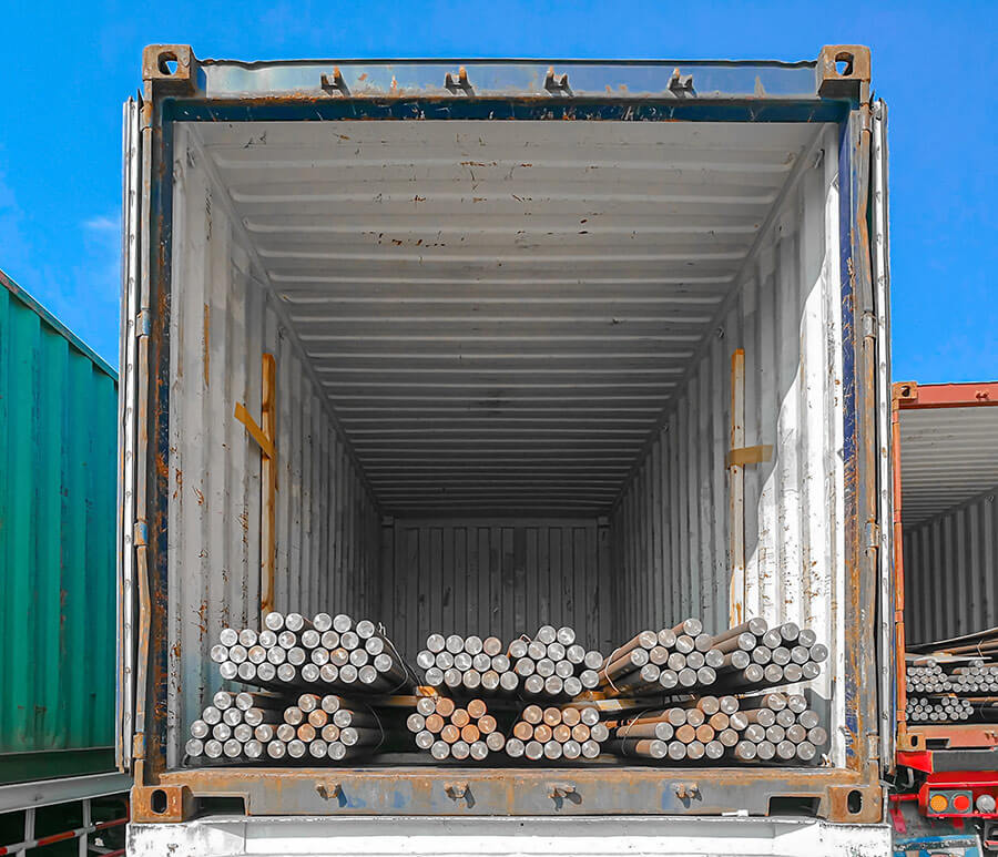steel loaded on a truck